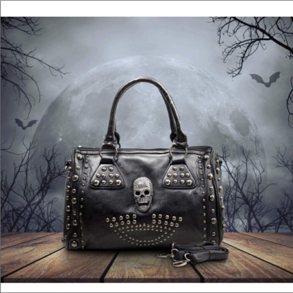 🆕️ Gothic Studded Doctor Shoulder Black Bag - Picture 6 of 9